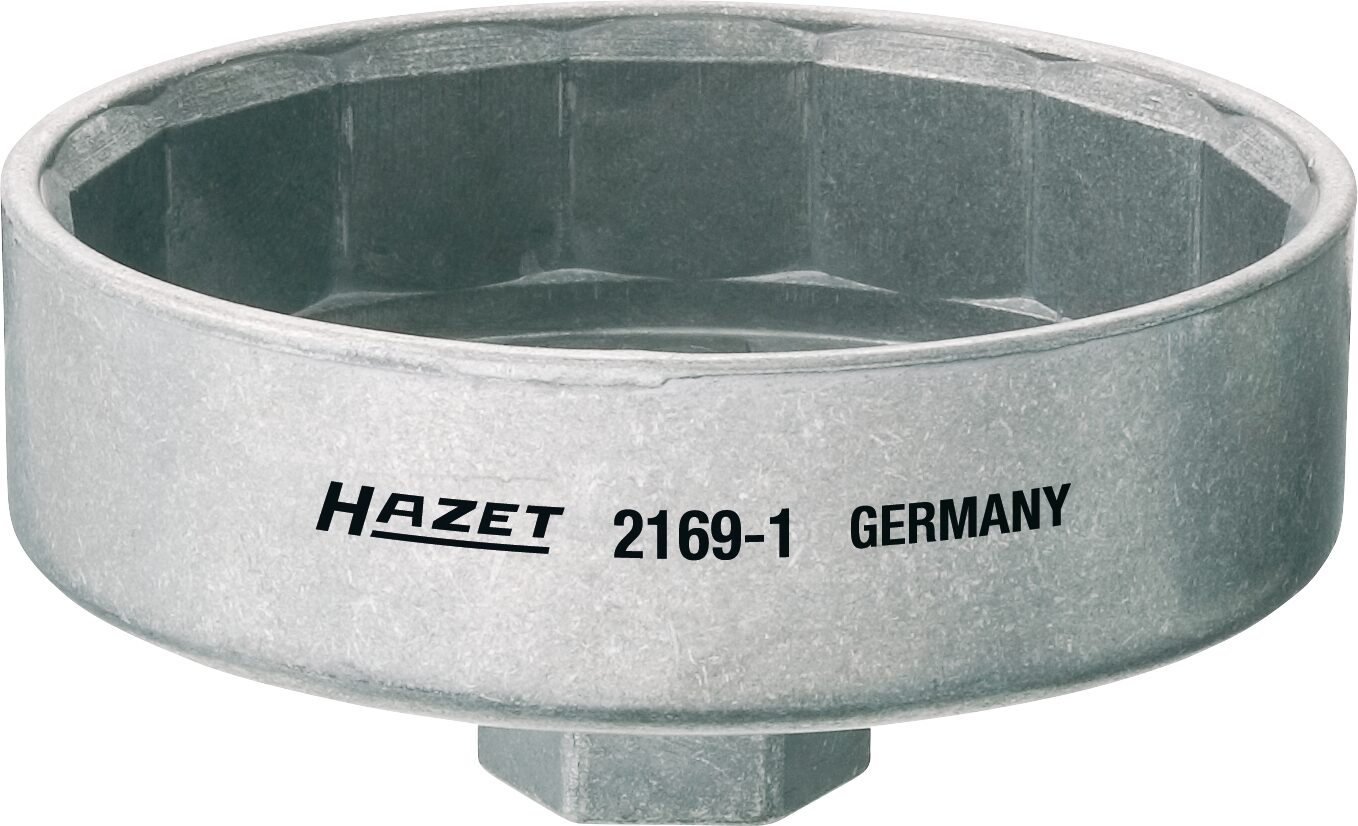 HAZET Ölfilter-Schlüssel 2169-1 · Vierkant hohl 12,5 mm (1/2 Zoll) · Außen 15-kant Profil · 102 mm
