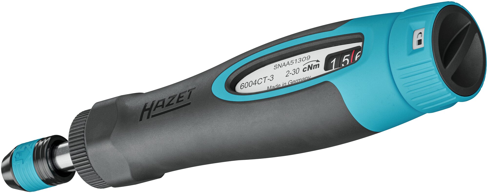 HAZET Drehmomentschraubendreher mit Standardgriff 6004CT-3 · Drehmomentbereich min-max: 0.02?–?0.3 Nm · Genauigkeit: 6% · 1/4 Zoll (6,3 mm) Sechskant hohl · 196 mm