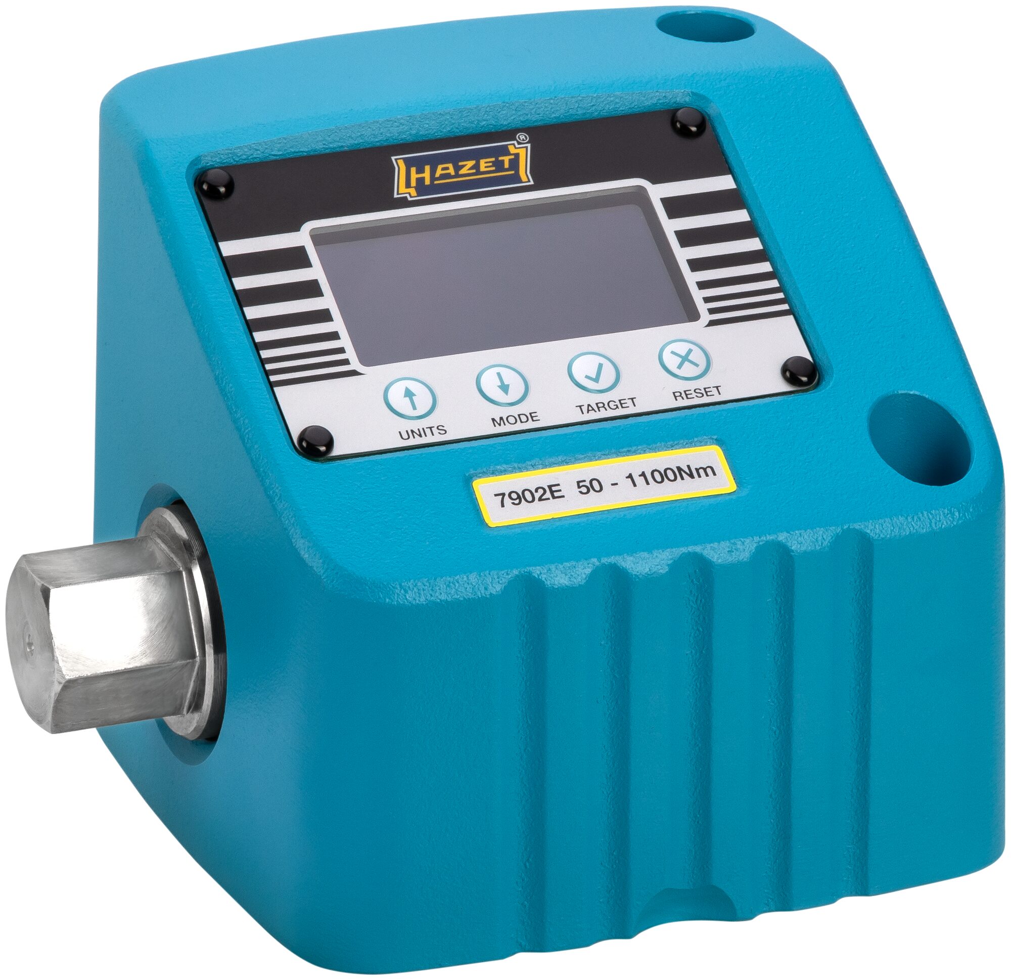 HAZET Drehmoment-Prüfgerät · elektronisch · 50–1100 Nm 7902E · Drehmomentbereich min-max: 50–1100 Nm · 27 mm Außen-Sechskant · 160 mm x 120 mm x 132,5 mm