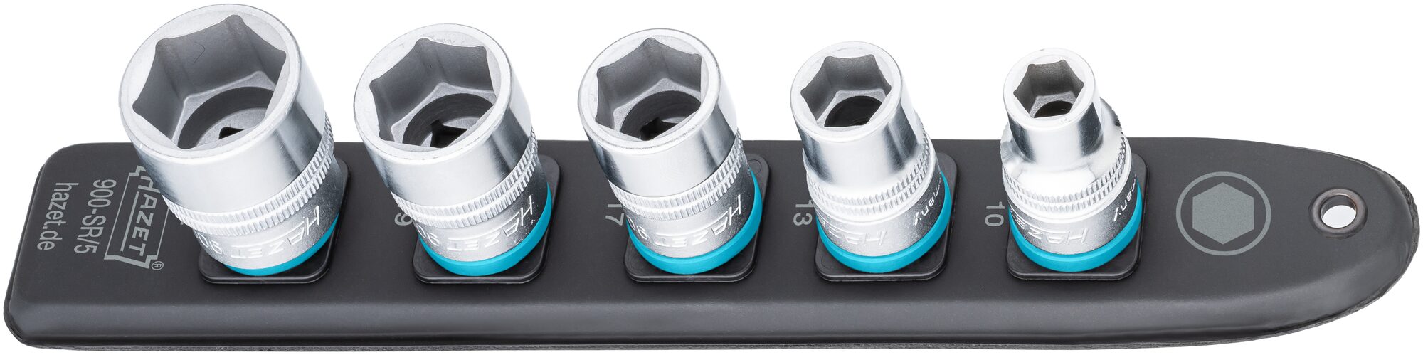 HAZET SmartRail · Flexible Kunststoff-Steckleiste 900-SR/5 · Vierkant hohl 12,5 mm (1/2 Zoll) · 10 · 13 · 17 · 19 · 22 · Anzahl Werkzeuge: 5