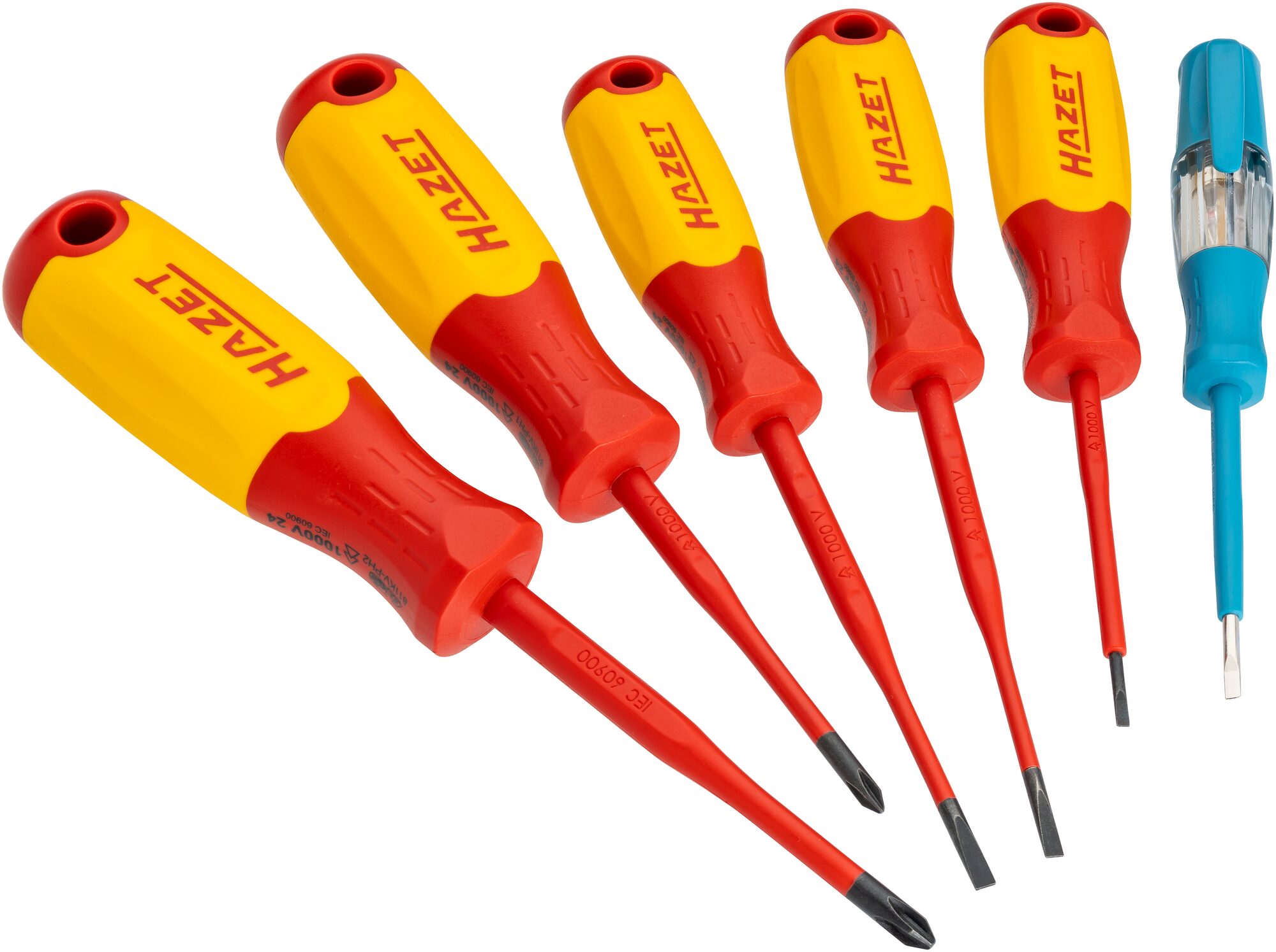 HAZET Hochvolt Elektriker Schraubendreher Satz · schutzisoliert 811KV/6 · Schlitz Profil, Kreuzschlitz Profil PH · 6-teilig · 0,4 x 2,5 – 0,8 x 4 mm · PH1 · PH2