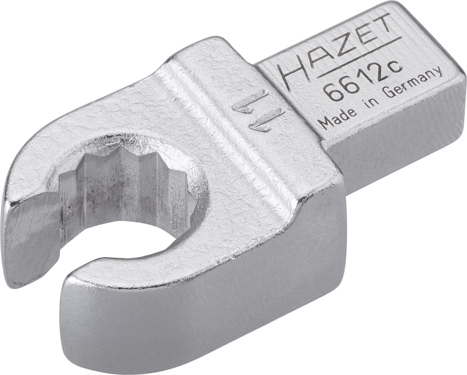 HAZET Einsteck-Ringschlüssel · offen 6612C-11 · Einsteck-Vierkant 9 x 12 mm · Außen Doppel-Sechskant Profil · 11 mm