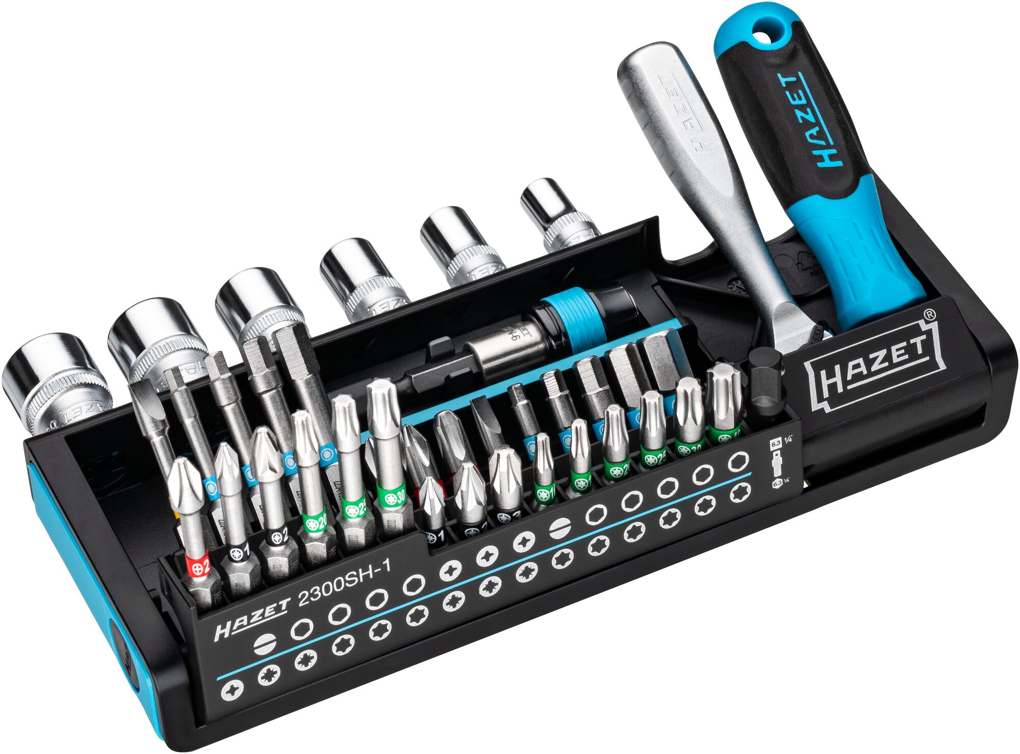 HAZET SmartHolder Werkzeug-Halter 2300SH-1 · Sechskant massiv 6,3 (1/4 Zoll), Vierkant hohl 6,3 mm (1/4 Zoll) · Schlitz Profil, Kreuzschlitz Profil PH, Pozidriv Profil PZ, Innen Sechskant Profil, Innen TORX® Profil, Außen Sechskant-Tractionsprofil · 0,6? HAZET SmartHolder Werkzeug-Halter 2300SH-1 · Sechskant massiv 6,3 (1/4 Zoll), Vierkant hohl 6,3 mm (1/4 Zoll) · Schlitz Profil, Kreuzschlitz Profil PH, Pozidriv Profil PZ, Innen Sechskant Profil, Innen TORX® Profil, Außen Sechskant-Tractionsprofil · 0,6?