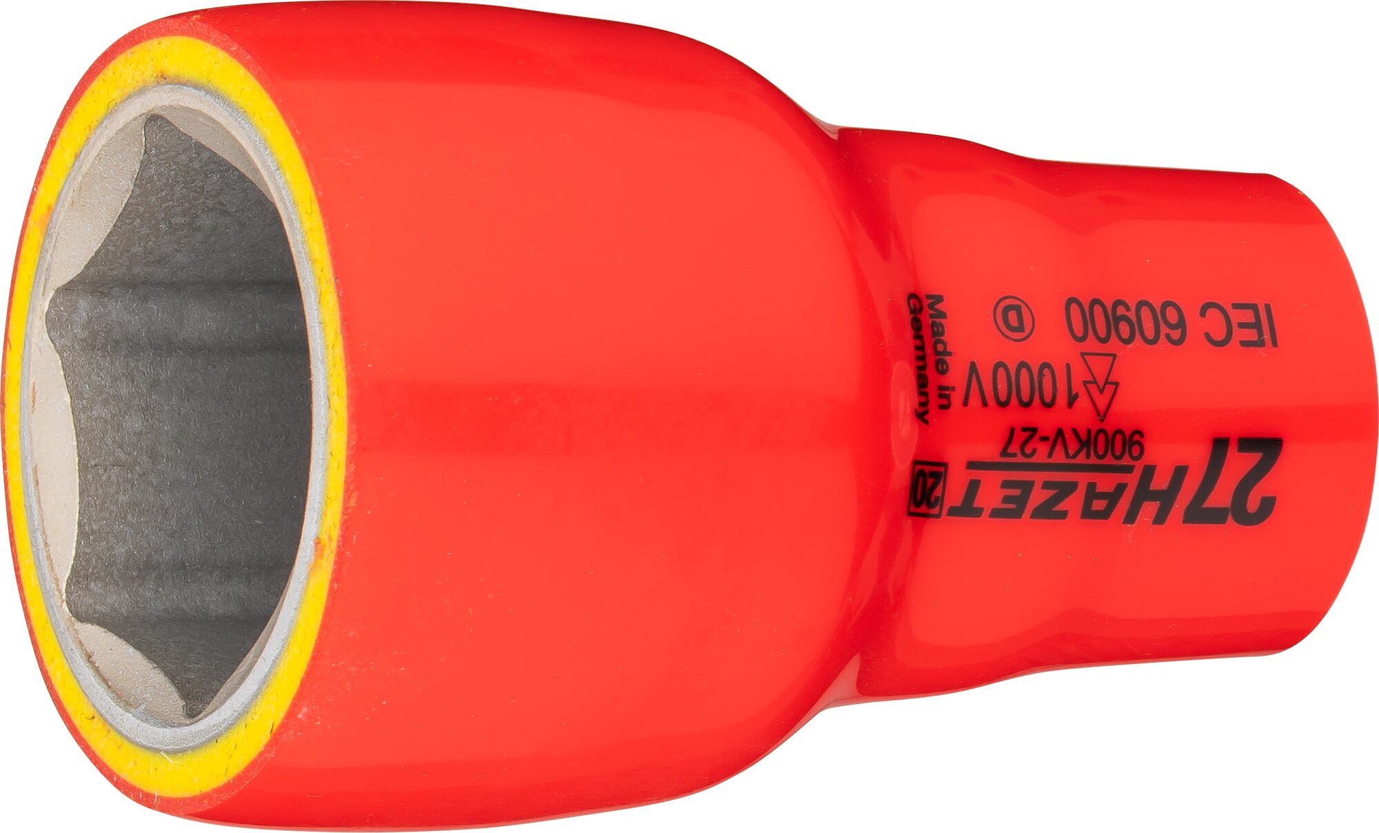 HAZET Steckschlüsseleinsatz · Sechskant · schutzisoliert 900KV-27 · Vierkant hohl 12,5 mm (1/2 Zoll) · Außen Sechskant-Tractionsprofil · 27 mm