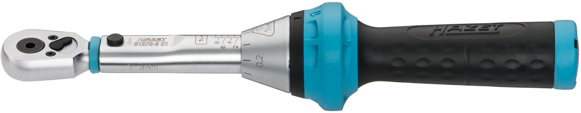 HAZET Drehmomentschlüssel 5107B-3CT · Nm min-max: 1?–?9 Nm · Toleranz: 4% · Sechskant hohl 6,3 (1/4 Zoll)