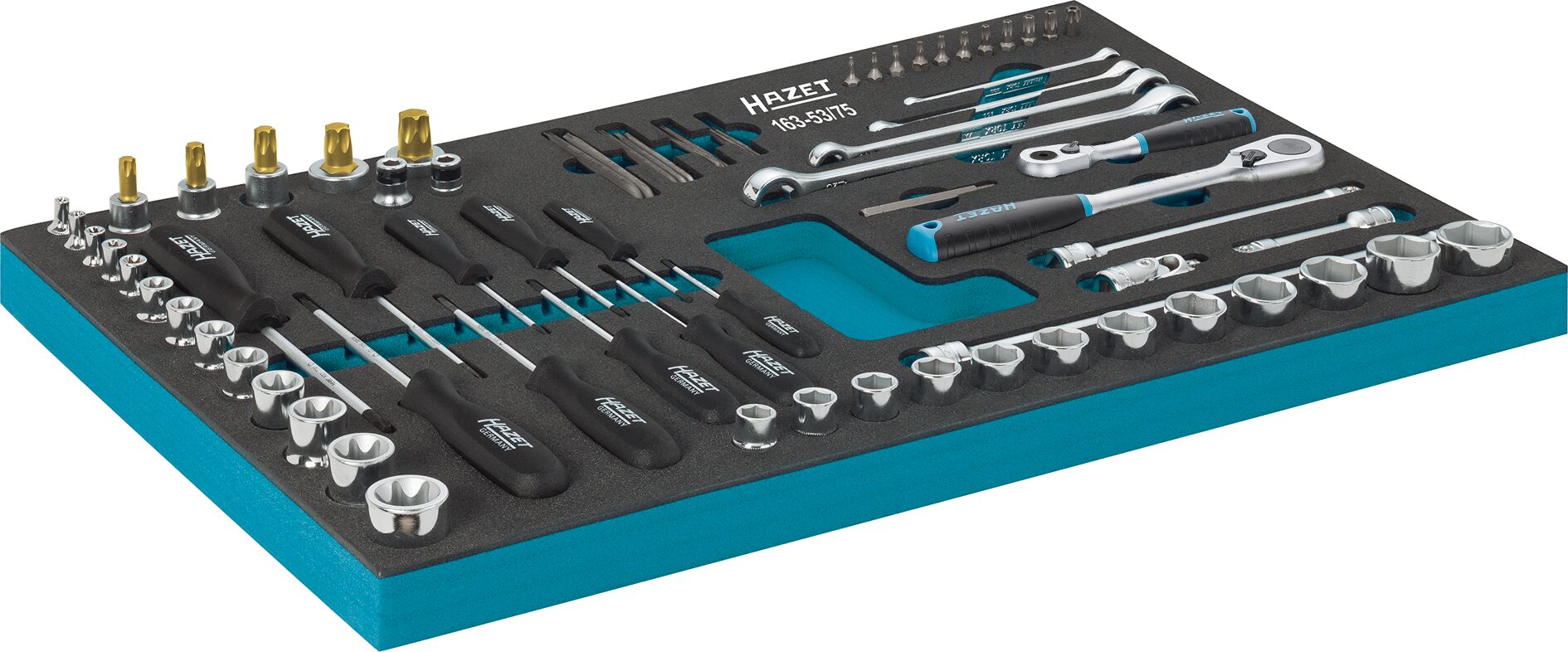 HAZET Steckschlüssel Satz · TORX® Doppel-Ringschlüssel · Steckschlüssel usw. 163-53/75 · Vierkant hohl 12,5 mm (1/2 Zoll), Vierkant hohl 10 mm (3/8 Zoll), Vierkant hohl 6,3 mm (1/4 Zoll), Sechskant massiv 6,3 (1/4 Zoll) · Anzahl Werkzeuge: 75 HAZET Steckschlüssel Satz · TORX® Doppel-Ringschlüssel · Steckschlüssel usw. 163-53/75 · Vierkant hohl 12,5 mm (1/2 Zoll), Vierkant hohl 10 mm (3/8 Zoll), Vierkant hohl 6,3 mm (1/4 Zoll), Sechskant massiv 6,3 (1/4 Zoll) · Anzahl Werkzeuge: 75