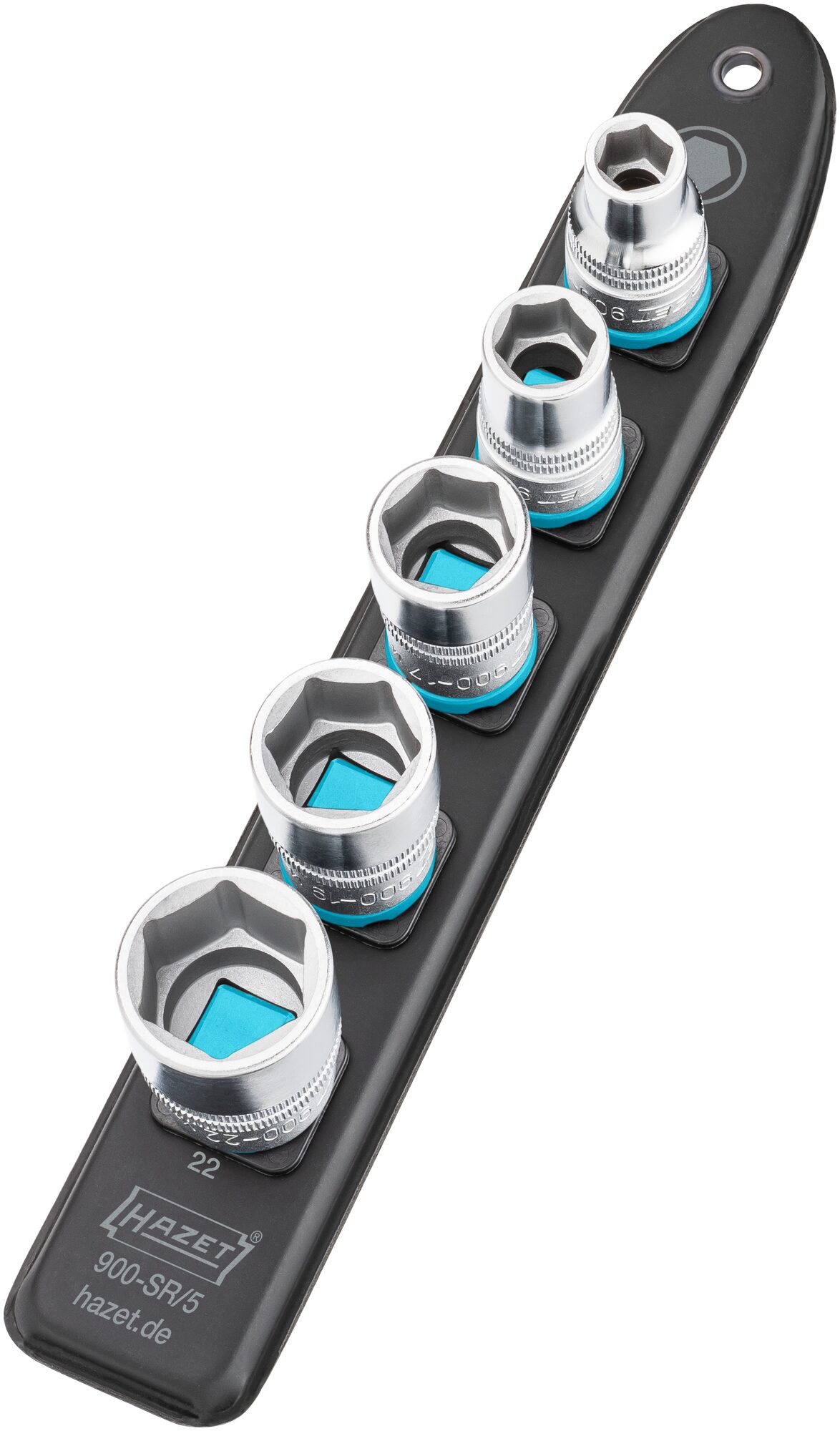 HAZET SmartRail · Flexible Kunststoff-Steckleiste 900-SR/5 · Vierkant hohl 12,5 mm (1/2 Zoll) · 10 · 13 · 17 · 19 · 22 · Anzahl Werkzeuge: 5