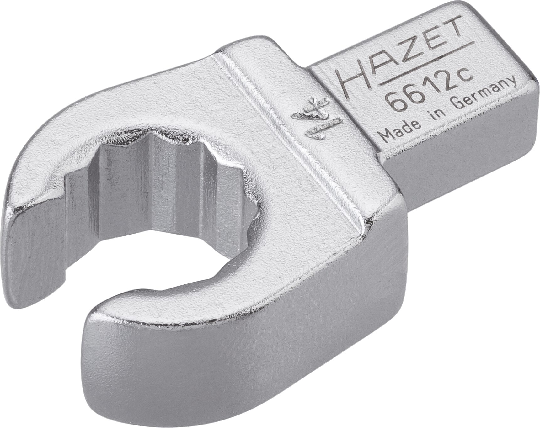 HAZET Einsteck-Ringschlüssel · offen 6612C-14 · Einsteck-Vierkant 9 x 12 mm · Außen Doppel-Sechskant Profil · 14 mm