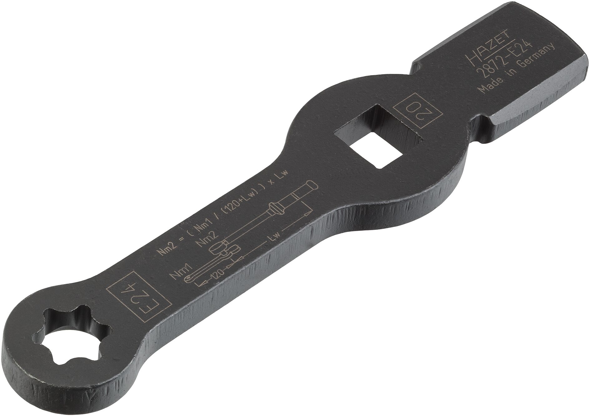HAZET TORX® Schlag-Schlüssel · mit 2 Schlagflächen 2872-E24 · Vierkant hohl 20 mm (3/4 Zoll) · Außen TORX® Profil · E24