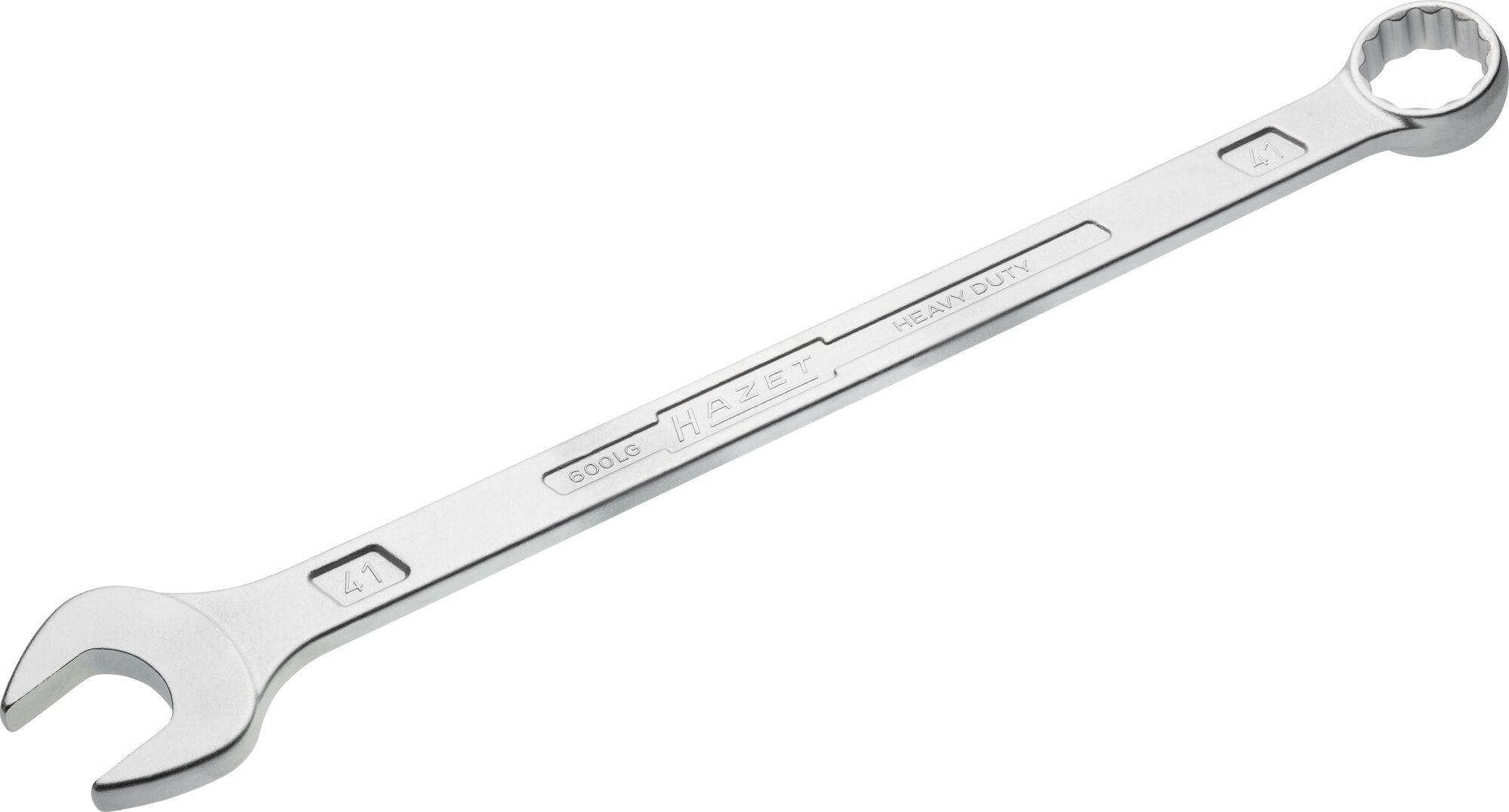 HAZET Ring-Maulschlüssel · extra lang · schlanke Bauform 600LG-41 · Außen Doppel-Sechskant-Tractionsprofil · 41 mm