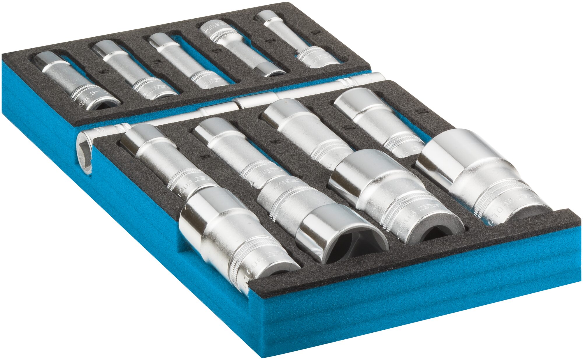 HAZET Steckschlüssel Satz 163-459/15 · Vierkant hohl 12,5 mm (1/2 Zoll) · Außen Sechskant-Tractionsprofil · 10?–?32 · Anzahl Werkzeuge: 15