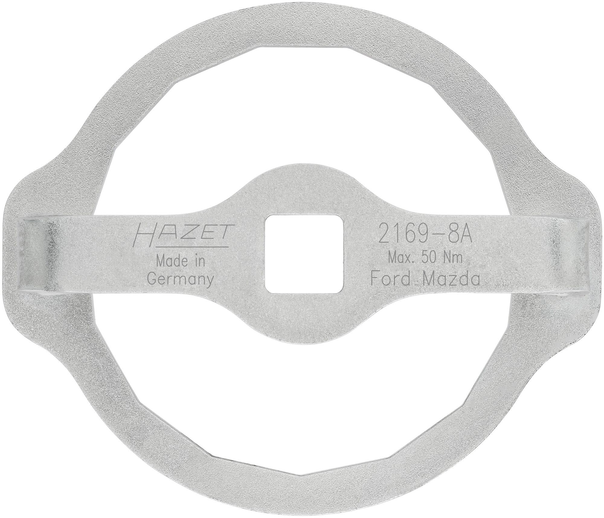 HAZET Ölfilter-Schlüssel 2169-8A · Vierkant hohl 12,5 mm (1/2 Zoll) · Außen 15-kant Profil · 105 mm