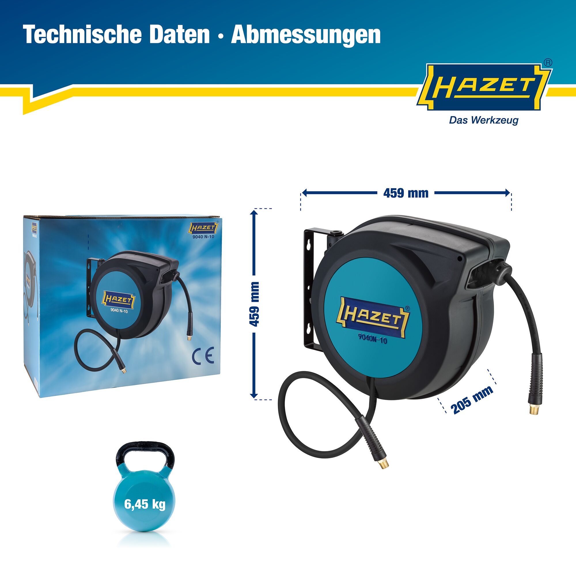 HAZET Schlauchaufroller 9040N-10 · 15 m