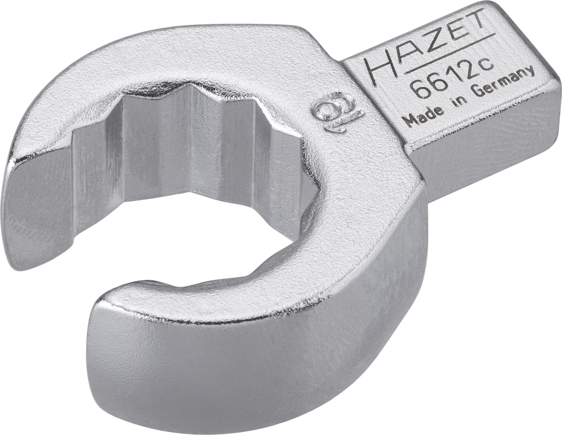 HAZET Einsteck-Ringschlüssel · offen 6612C-19 · Einsteck-Vierkant 9 x 12 mm · Außen Doppel-Sechskant Profil · 19 mm
