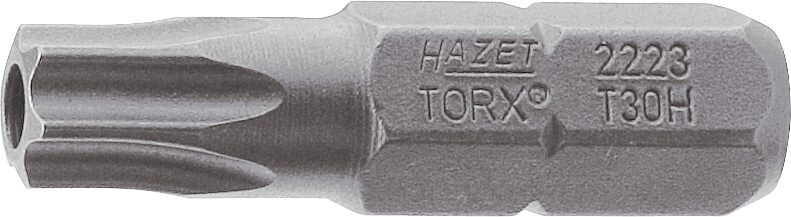 HAZET Bit 2223-T9H · Sechskant massiv 6,3 (1/4 Zoll) · Tamper Resistant TORX® Profil · T9H
