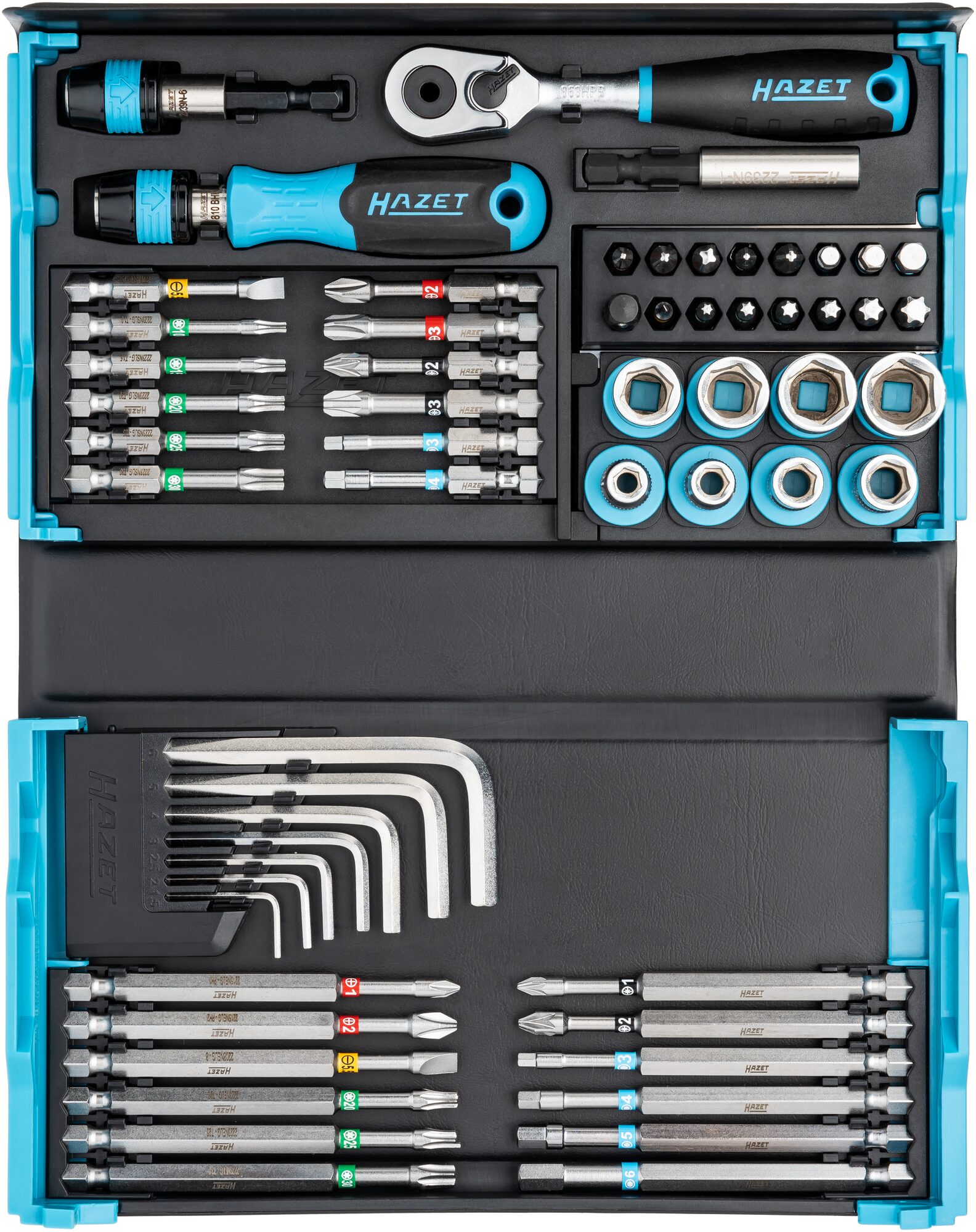 HAZET SmartCase Bit Satz 2200SC-32 · Sechskant massiv 6,3 (1/4 Zoll), Vierkant hohl 6,3 mm (1/4 Zoll) · Anzahl Werkzeuge: 59
