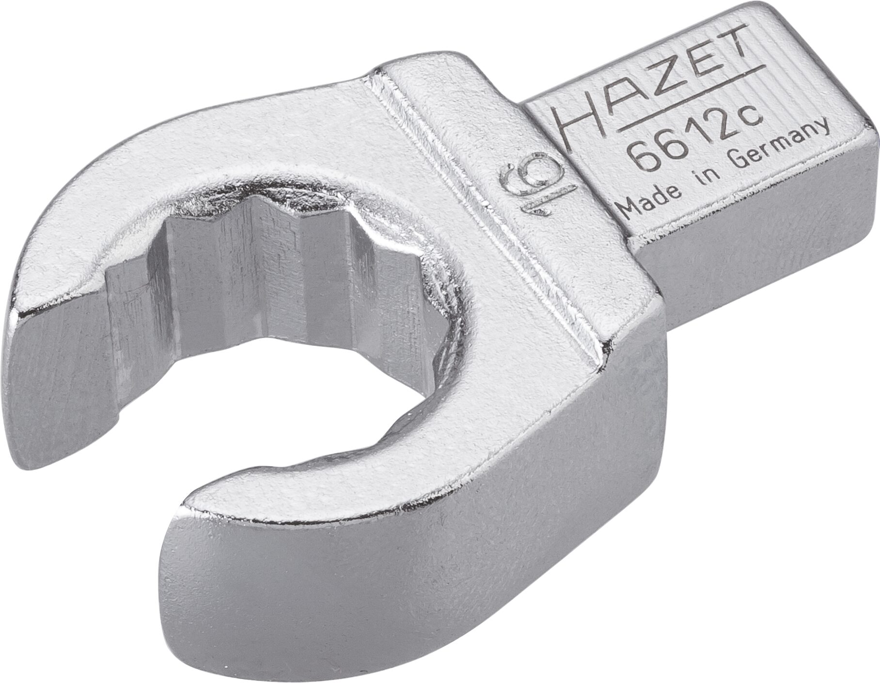 HAZET Einsteck-Ringschlüssel · offen 6612C-16 · Einsteck-Vierkant 9 x 12 mm · Außen Doppel-Sechskant Profil · 16 mm