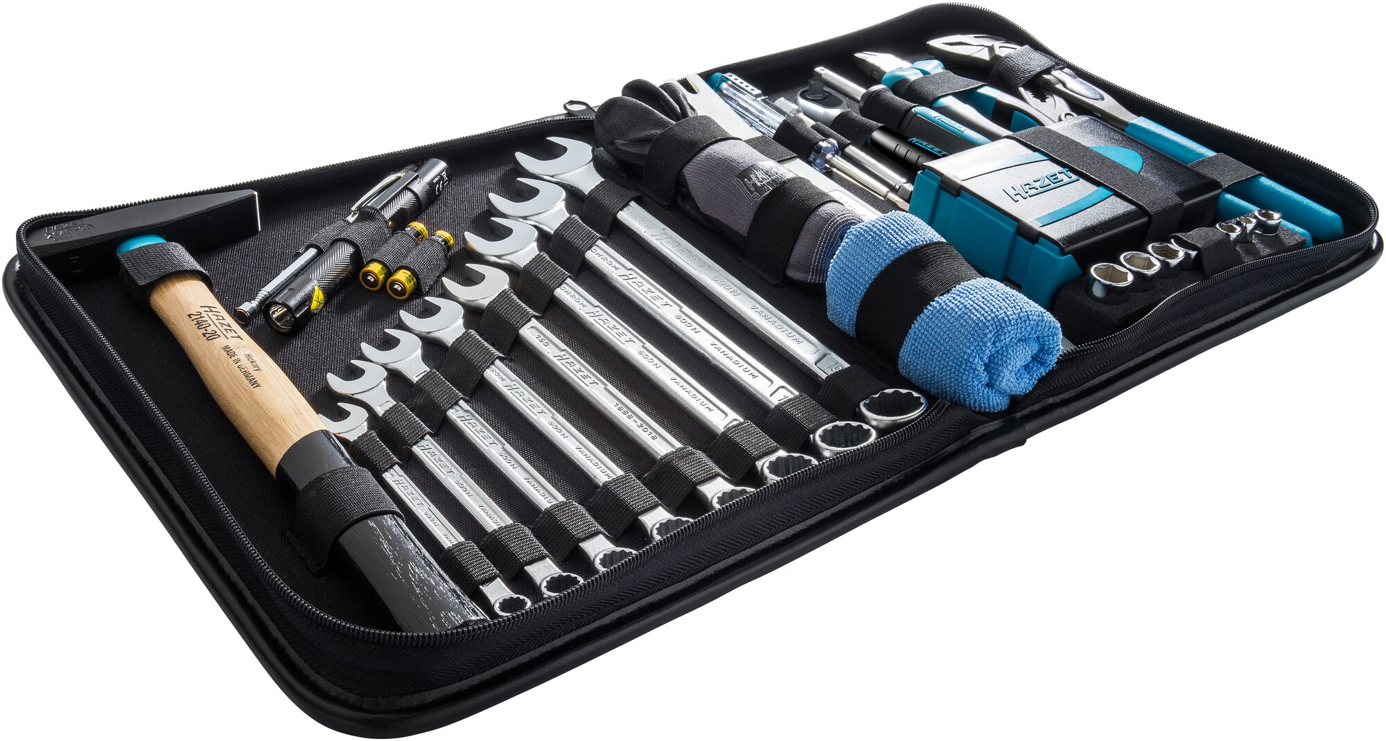 HAZET Premium Werkzeug Ledertasche 1520/64 · Sechskant massiv 6,3 (1/4 Zoll), Vierkant hohl 6,3 mm (1/4 Zoll) · Anzahl Werkzeuge: 64