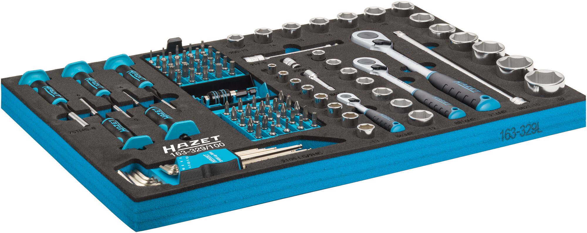 HAZET Werkzeug Satz 163-329/100 · Vierkant hohl 6,3 mm (1/4 Zoll)/ 10 mm (3/8 Zoll/12,5 mm (1/2 Zoll), Sechskant massiv 6,3 (1/4 Zoll) · Anzahl Werkzeuge: 100