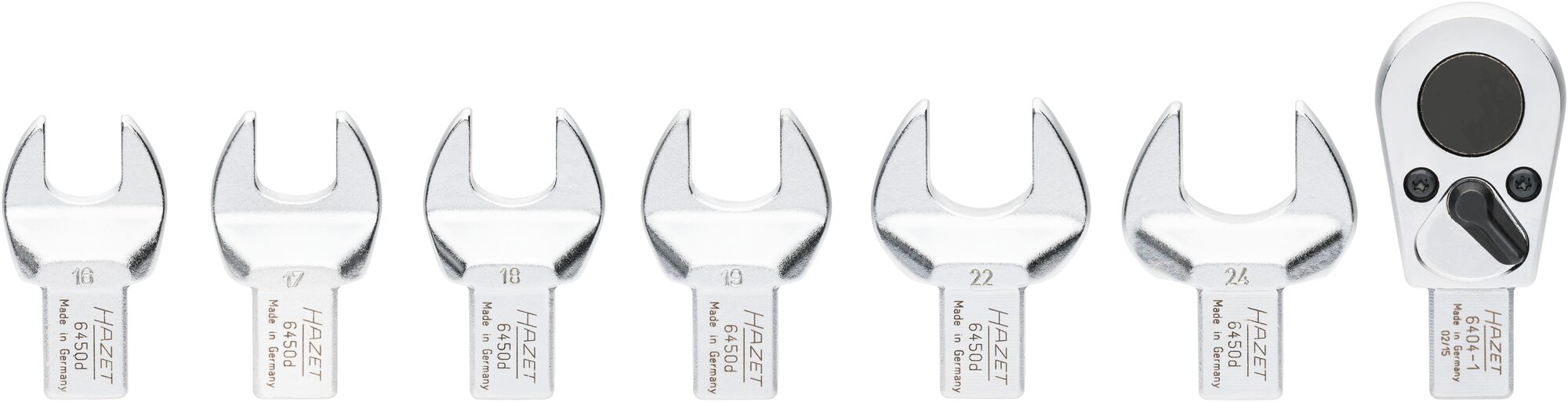 HAZET Einsteck-Werkzeug Satz 6450D/7 · Einsteck-Vierkant 14 x 18 mm · Außen Sechskant Profil, Vierkant massiv 12,5 mm (1/2 Zoll) · 16 · 17 · 18 · 19 · 22 · 24 · Anzahl Werkzeuge: 7