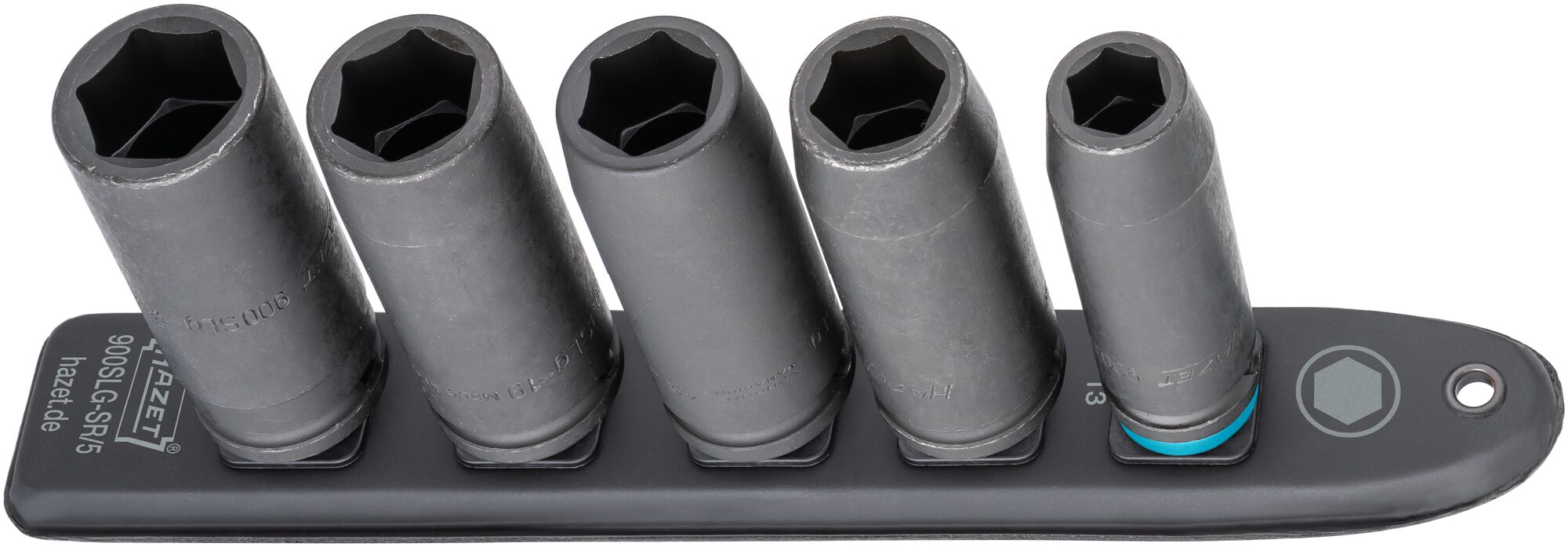 HAZET SmartRail · Flexible Kunststoff-Steckleiste 900SLG-SR/5 · Vierkant hohl 12,5 mm (1/2 Zoll) · Außen Sechskant-Tractionsprofil · 13 · 17 · 19 · 22 · 24 · Anzahl Werkzeuge: 5