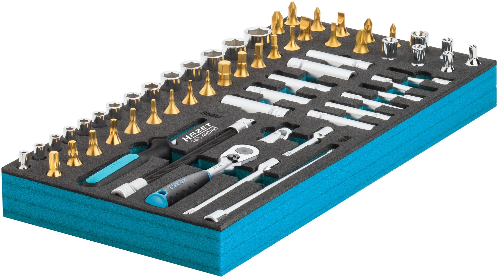 HAZET Steckschlüssel Satz 163-490/60 · Vierkant hohl 6,3 mm (1/4 Zoll) · Außen TORX® Profil, Außen Sechskant-Tractionsprofil, Innen TORX® Profil, Innen Sechskant Profil, Kreuzschlitz Profil PH, Pozidriv Profil PZ, Schlitz Profil · 0,8?x?4 · 1,2?x?8 · 3?–