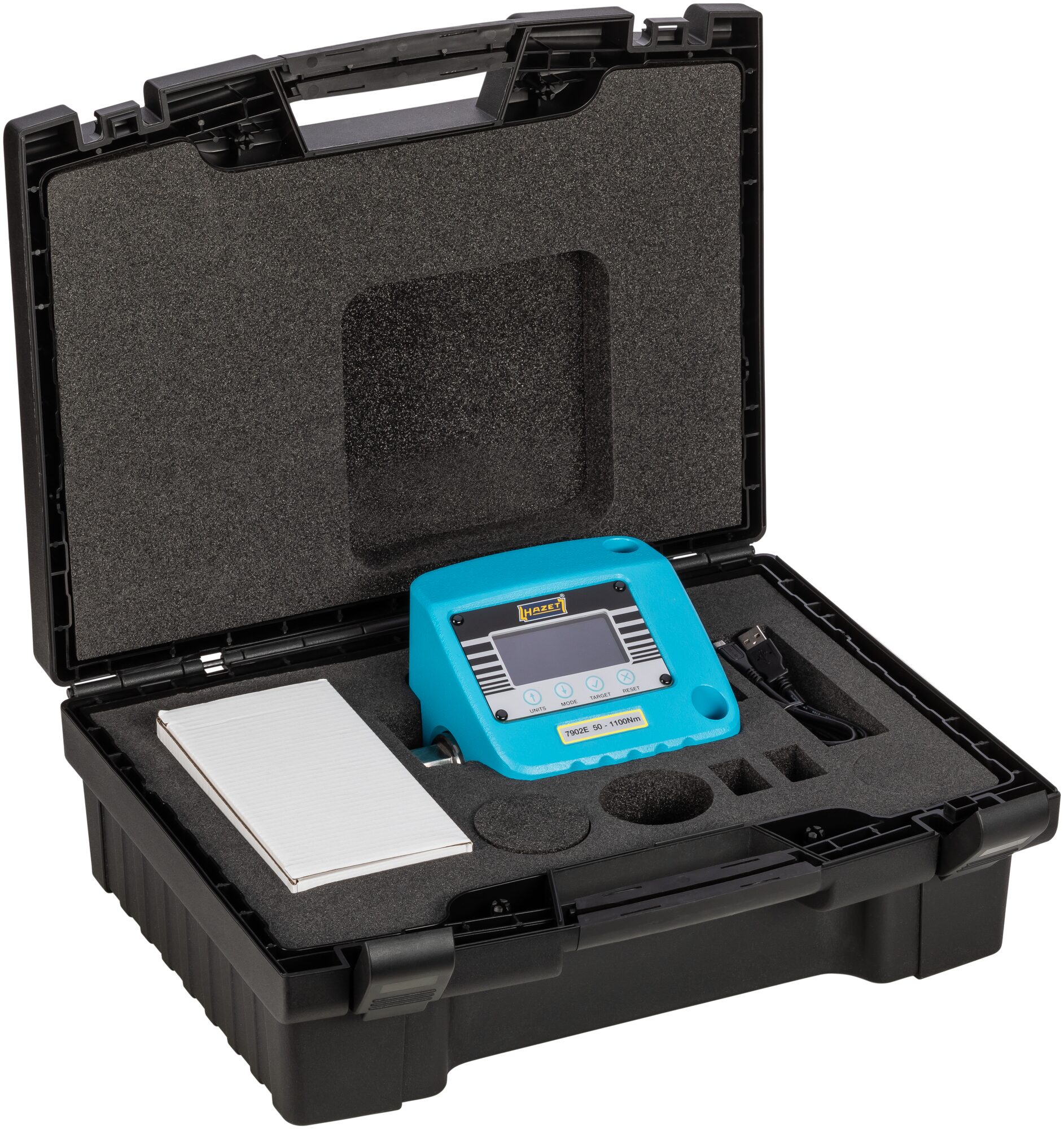 HAZET Drehmoment-Prüfgerät · elektronisch · 50–1100 Nm 7902E · Drehmomentbereich min-max: 50–1100 Nm · 27 mm Außen-Sechskant · 160 mm x 120 mm x 132,5 mm