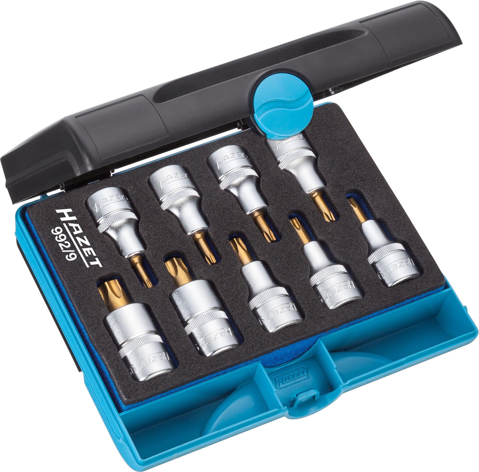 HAZET Schraubendreher-Steckschlüsseleinsatz Satz 992/9 · 1/2 Zoll (12,5 mm) Vierkant hohl · Innen TORX® Profil · T20–T60