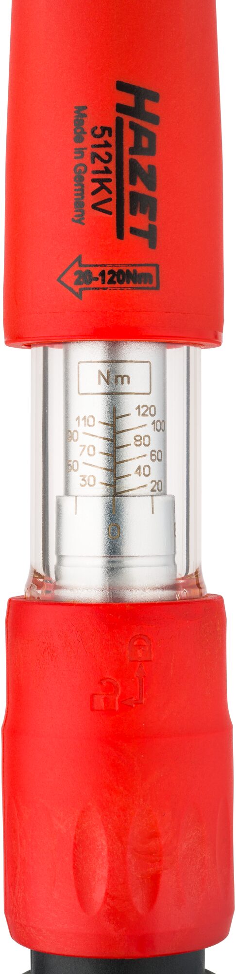 HAZET Drehmoment-Schlüssel · schutzisoliert 5121KV · Nm min-max: 20–120 Nm · Toleranz: 4% · Vierkant massiv 12,5 mm (1/2 Zoll)