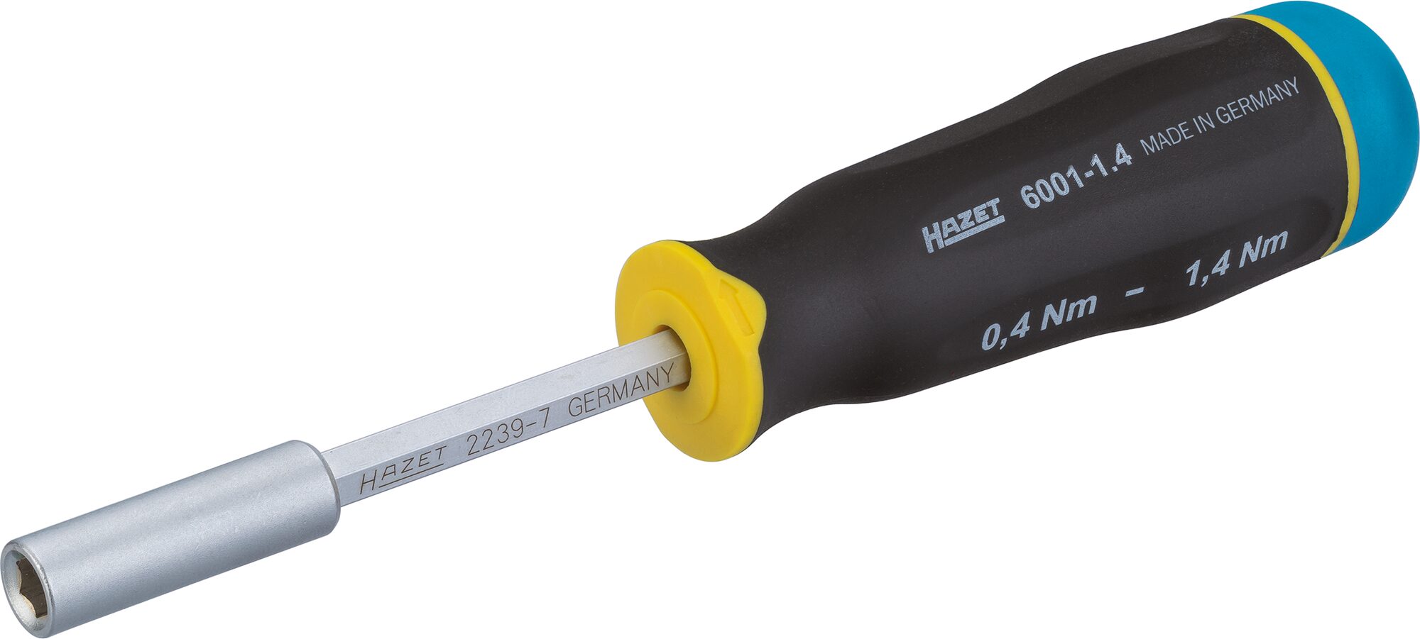 HAZET Drehmomentschraubendreher 6001-1.4/3 · Drehmomentbereich min-max: 0.4–1.4 Nm · Genauigkeit: 15% · 1/4 Zoll (6,3 mm) Sechskant hohl · 3-teilig