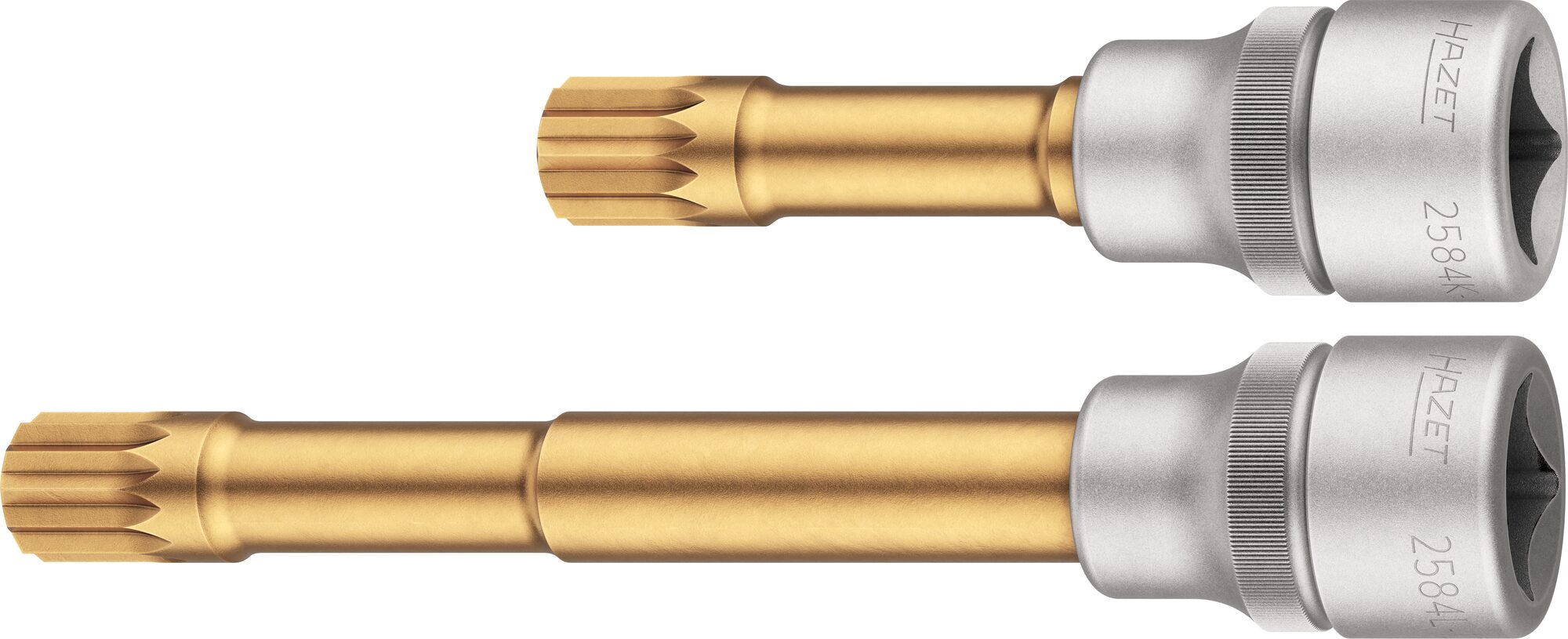 HAZET Schraubendreher- Steckschlüsseleinsatz Satz 2584-12/2 · 1/2 Zoll (12,5 mm) Vierkant hohl · Innen Vielzahn Profil XZN mit Zapfen · SW M12
