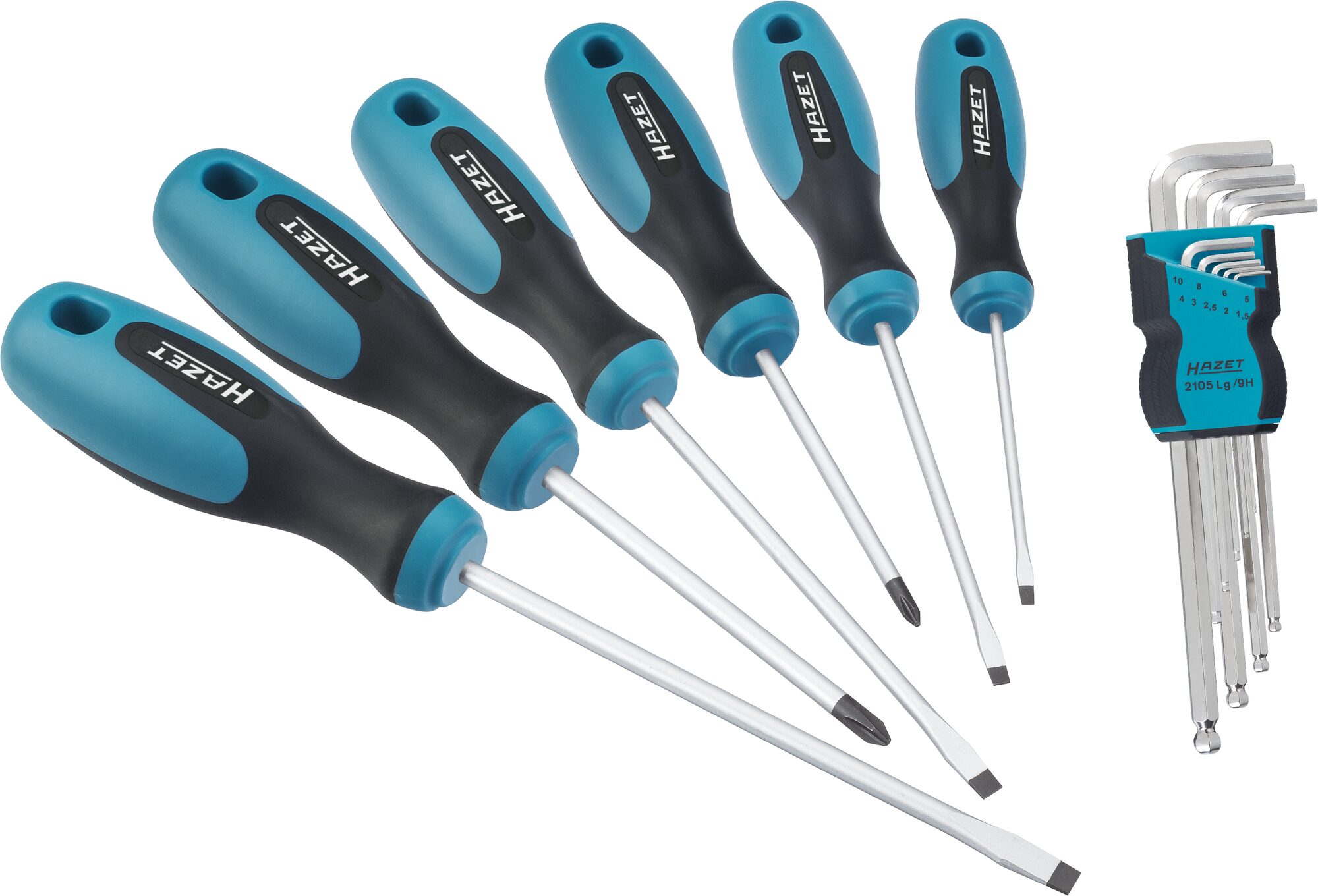 HAZET Schraubendreher Satz 810/2 · Kreuzschlitz Profil PH, Schlitz Profil, Innen Sechskant Profil · 0,5x3–1,2x6,5 · PH1–PH2 · 1,5–10