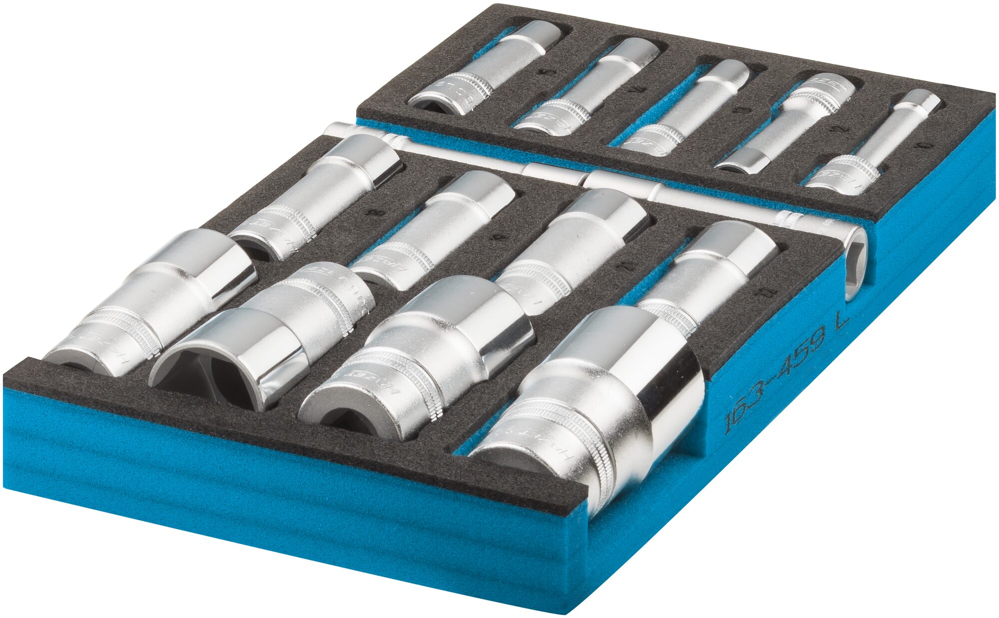 HAZET Steckschlüssel Satz 163-459/15 · Vierkant hohl 12,5 mm (1/2 Zoll) · Außen Sechskant-Tractionsprofil · 10?–?32 · Anzahl Werkzeuge: 15