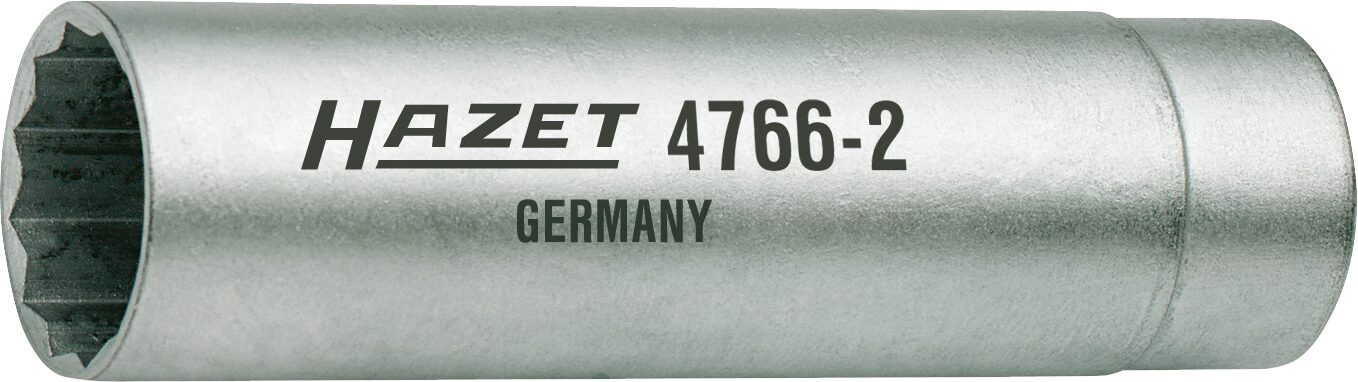 HAZET Zündkerzen-Schlüssel 4766-2 · Vierkant hohl 10 mm (3/8 Zoll) · Außen Doppel-Sechskant Profil · 14 mm