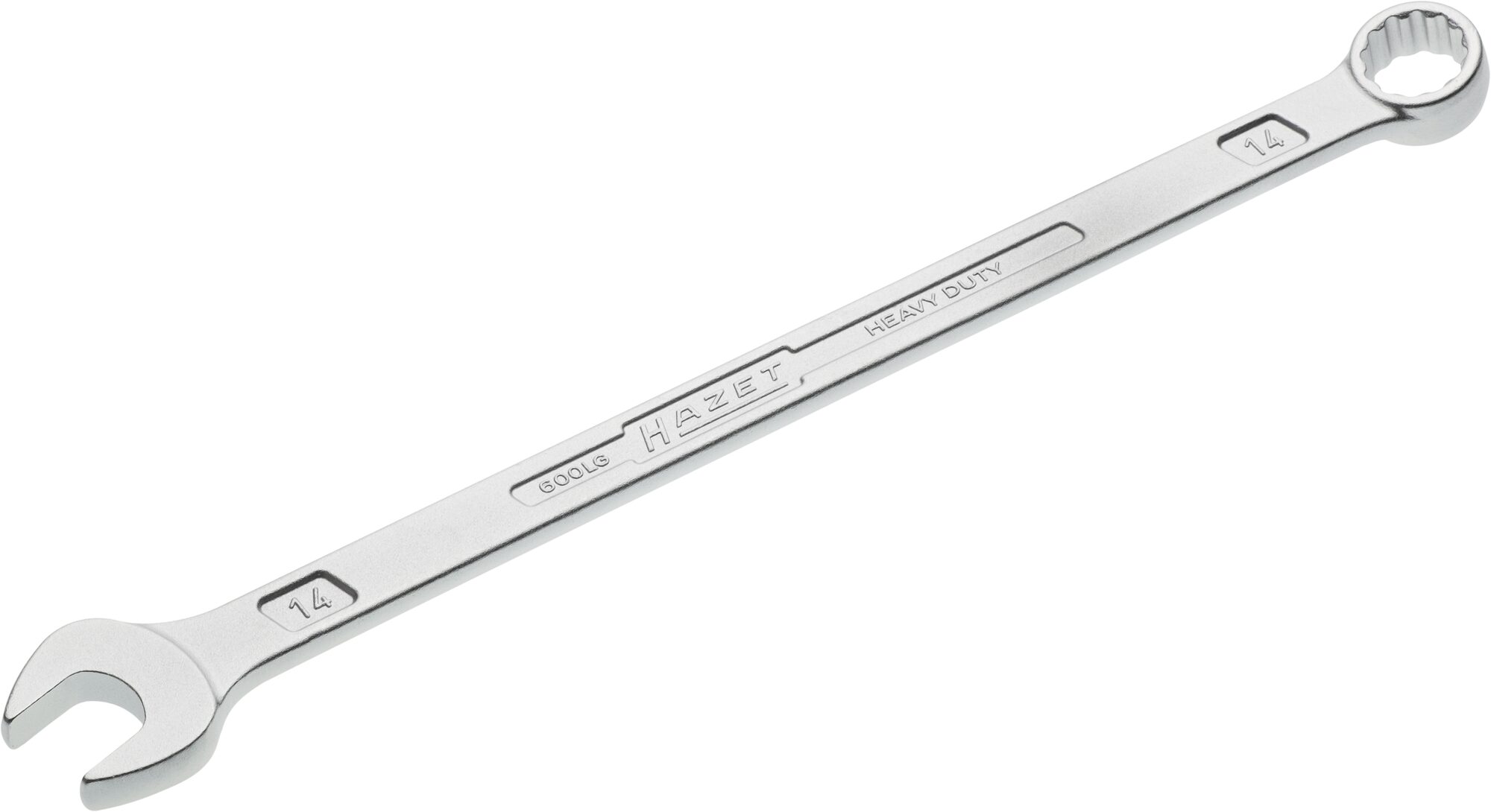 HAZET Ring-Maulschlüssel · extra lang · schlanke Bauform 600LG-14 · Außen Doppel-Sechskant-Tractionsprofil · 14 mm HAZET Ring-Maulschlüssel · extra lang · schlanke Bauform 600LG-14 · Außen Doppel-Sechskant-Tractionsprofil · 14 mm
