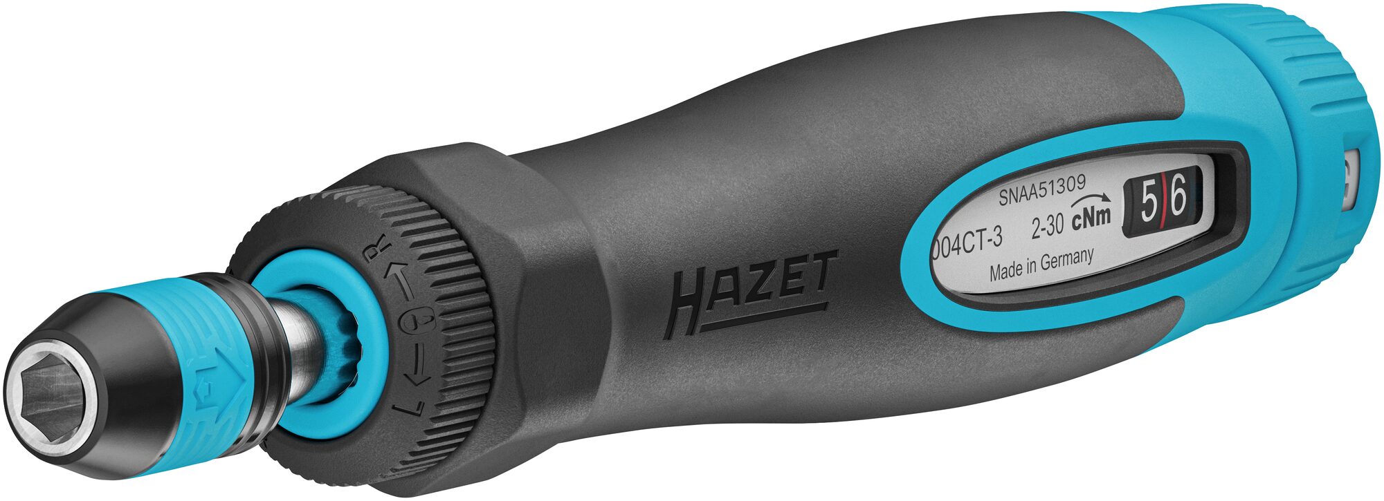 HAZET Drehmomentschraubendreher mit Standardgriff 6004CT-3 · Drehmomentbereich min-max: 0.02?–?0.3 Nm · Genauigkeit: 6% · 1/4 Zoll (6,3 mm) Sechskant hohl · 196 mm