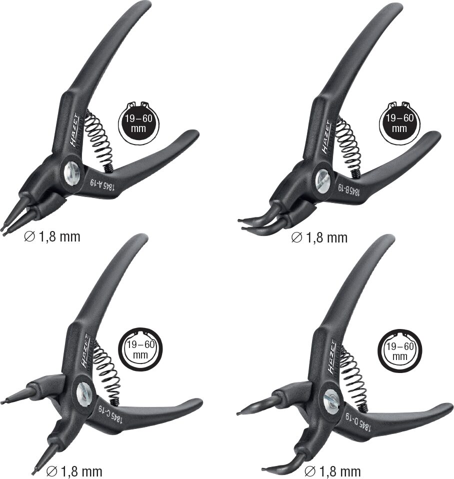 HAZET Sicherungsring Zangen Satz 1845/4 · Anzahl Werkzeuge: 4