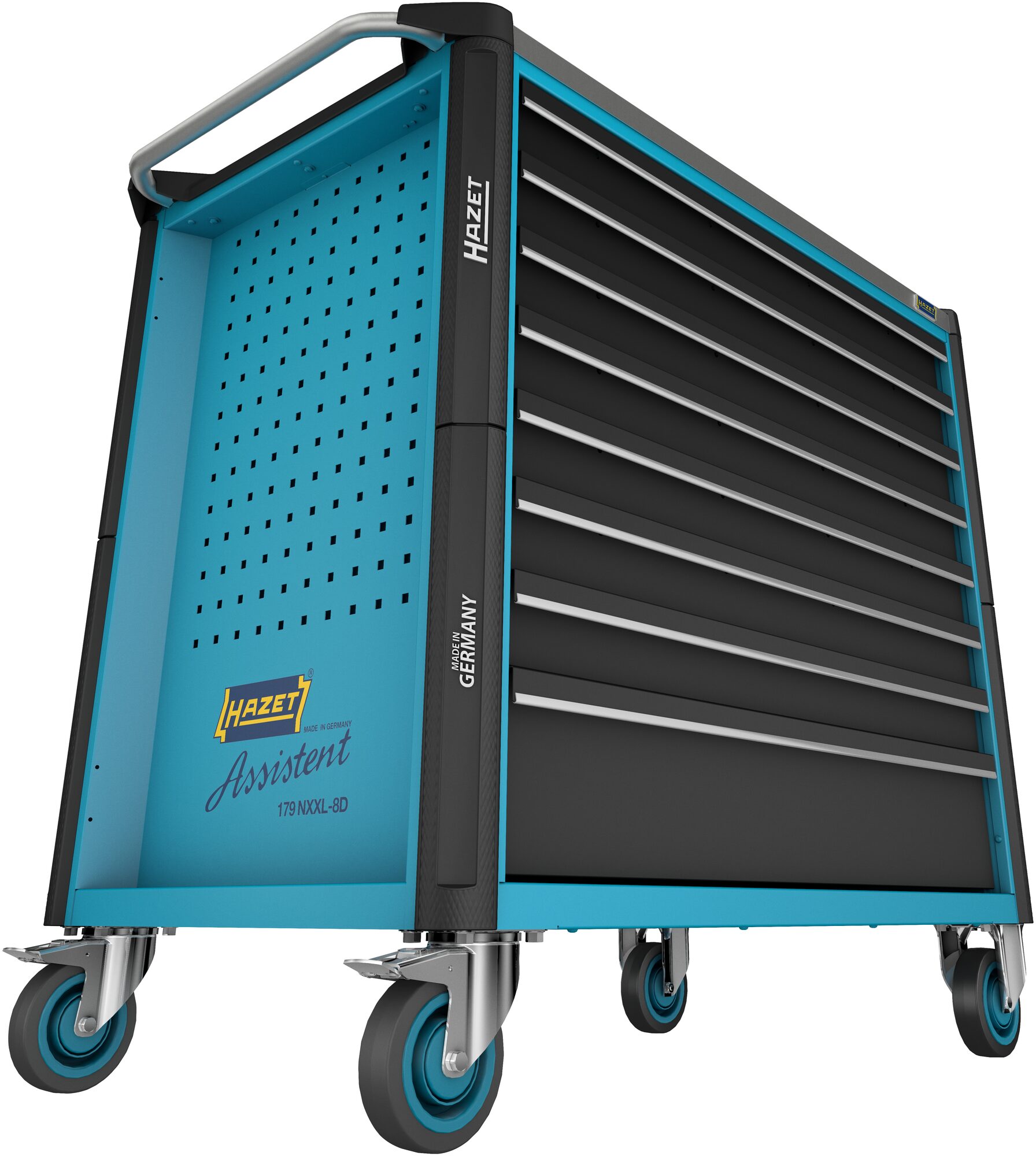 HAZET Werkstattwagen Assistent 179NXXL-8D · 1133 mm x 642 mm x 1020 mm · Schubladen, flach: 7× 81?x?870?x?522 mm · Schubladen, hoch: 1× 166?x?870?x?522 mm
