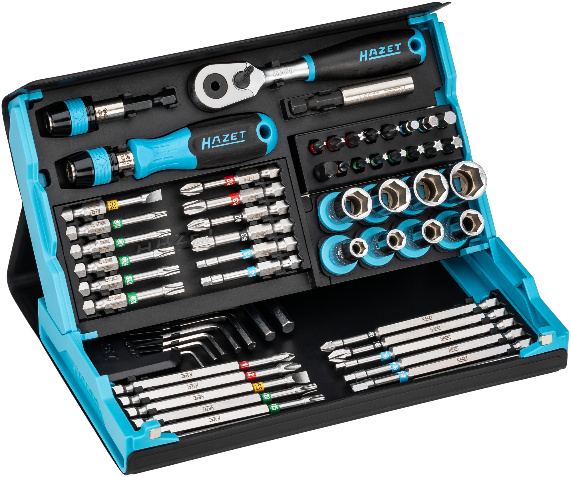 HAZET SmartCase Bit Satz 2200SC-32 · Sechskant massiv 6,3 (1/4 Zoll), Vierkant hohl 6,3 mm (1/4 Zoll) · Anzahl Werkzeuge: 59