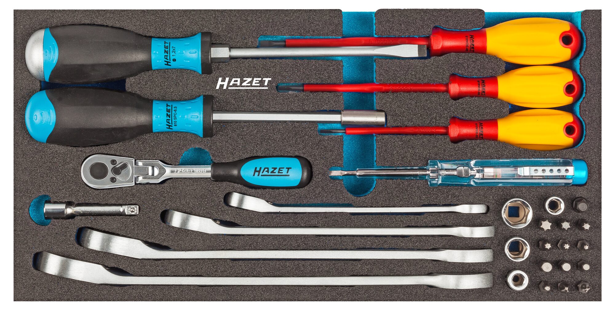 HAZET Werkzeug Satz Sanitär/Heizung 1520/29 · Sechskant massiv 6,3 (1/4 Zoll), Vierkant hohl 6,3 mm (1/4 Zoll) · 29 Werkzeuge