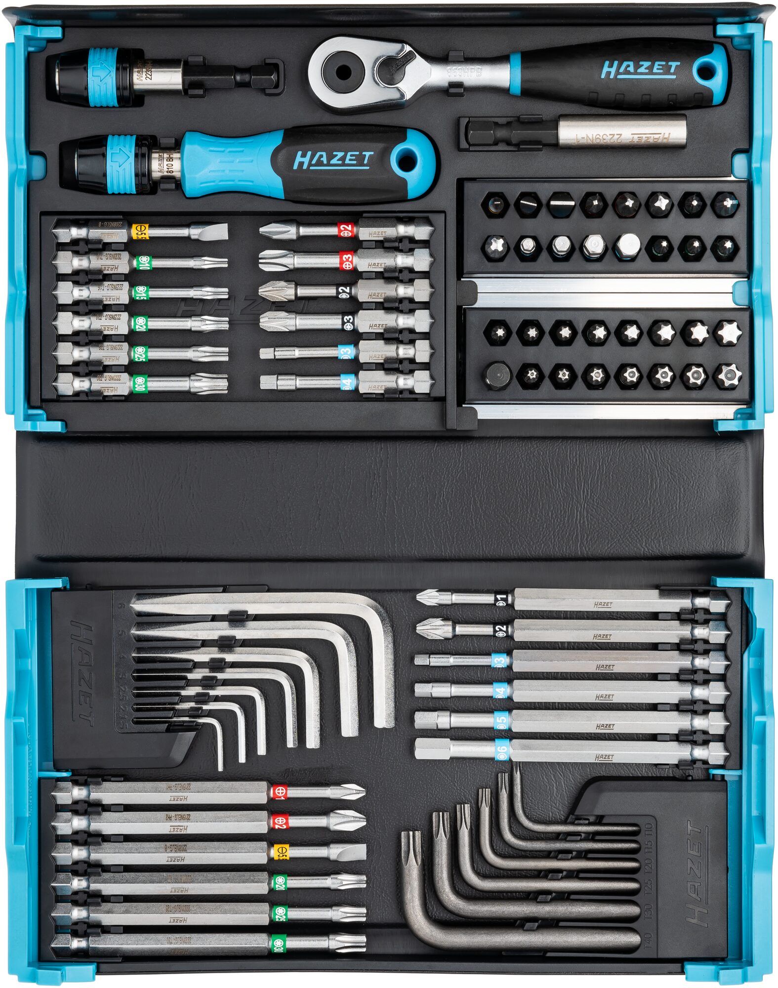 HAZET SmartCase Bit Satz 2200SC-31 · Sechskant massiv 6,3 (1/4 Zoll) · Schlitz Profil, Kreuzschlitz Profil PH, Pozidriv Profil PZ, Innen Sechskant Profil, Innen TORX® Profil, Tamper Resistant TORX® Profil · 0,4?x?1,5?–?1,2?x?6,5 · 1,5?–?6 · PH1?–?PH3 · P