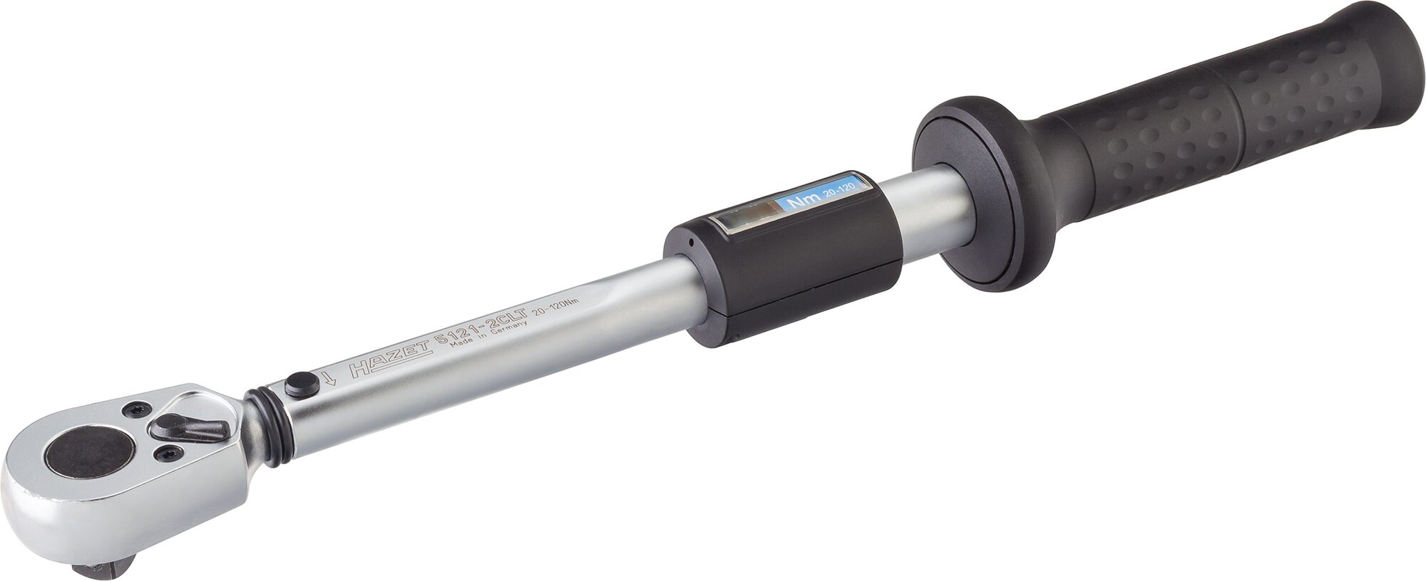 HAZET Drehmomentschlüssel 5121-2CLT · Drehmomentbereich min-max: 20–120 Nm · Genauigkeit: 4% · 1/2 Zoll (12,5 mm) Vierkant massiv · 435 mm