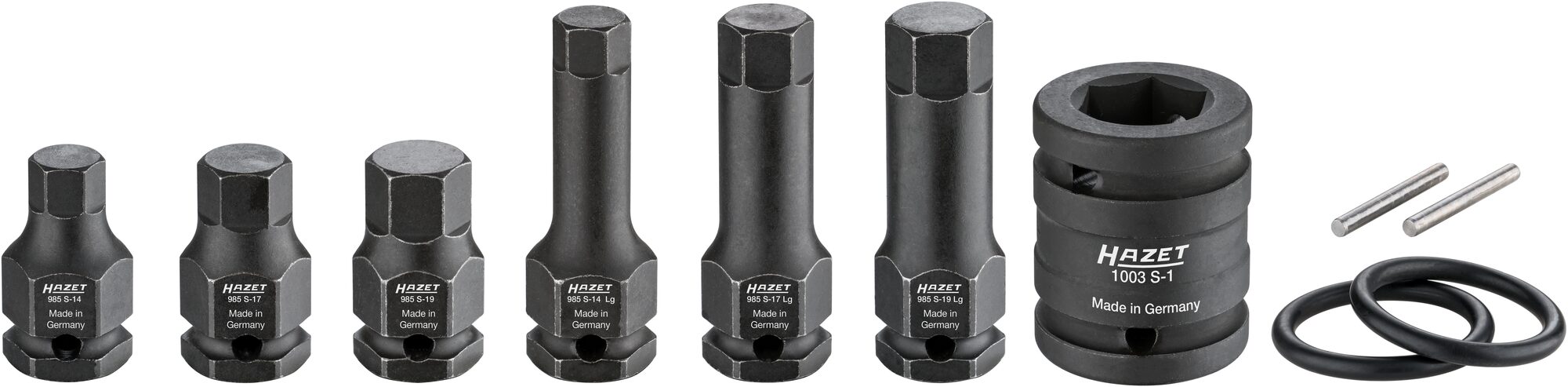 HAZET Schlag-, Maschinenschrauber Schraubendreher-Steckschlüsseleinsatz Satz 985S/11 · Vierkant hohl 12,5 mm (1/2 Zoll) · Innen Sechskant Profil · 14 · 17 · 19 · Anzahl Werkzeuge: 11 HAZET Schlag-, Maschinenschrauber Schraubendreher-Steckschlüsseleinsatz Satz 985S/11 · Vierkant hohl 12,5 mm (1/2 Zoll) · Innen Sechskant Profil · 14 · 17 · 19 · Anzahl Werkzeuge: 11