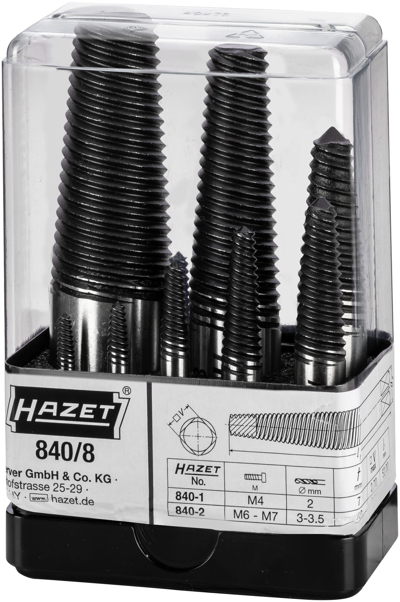 HAZET Schraubenausdreher Satz 840/8 · Anzahl Werkzeuge: 8 HAZET Schraubenausdreher Satz 840/8 · Anzahl Werkzeuge: 8