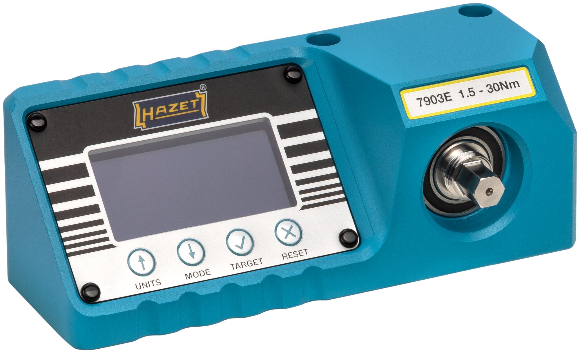 HAZET Drehmoment-Prüfgerät · elektronisch · 1,5–30 Nm 7903E · Drehmomentbereich min-max: 1.5–30 Nm · 3/8 Zoll (10 mm) Sechskant massiv, 1/4 Zoll (6,3 mm) Vierkant hohl, 3/8 Zoll (10 mm) Vierkant hohl · 175 mm x 64 mm x 72 mm