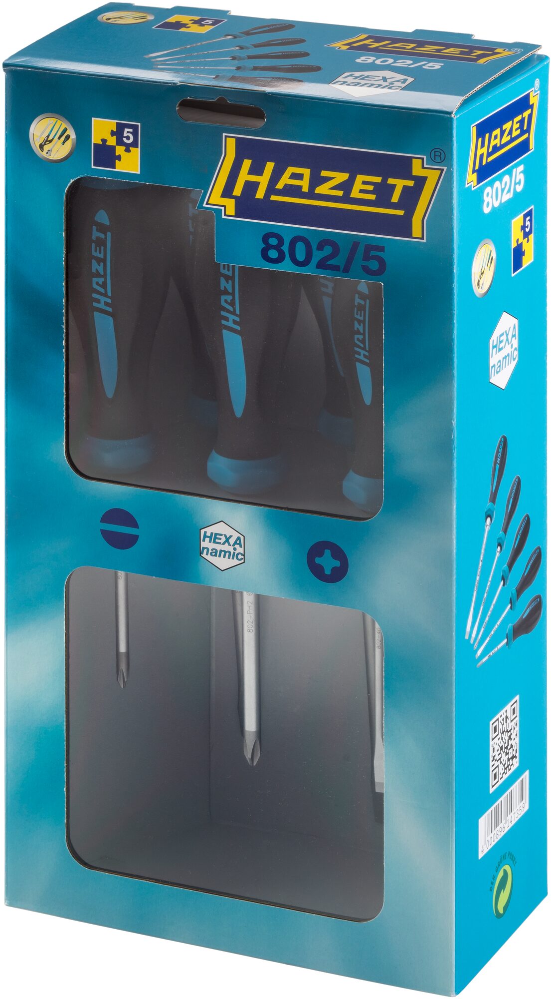 HAZET Schraubendreher Satz HEXAnamic® 802/5 · Schlitz Profil, Kreuzschlitz Profil PH · 0.8x4 – 1.2x6.5 · PH1 – PH2 · Anzahl Werkzeuge: 5 HAZET Schraubendreher Satz HEXAnamic® 802/5 · Schlitz Profil, Kreuzschlitz Profil PH · 0.8x4 – 1.2x6.5 · PH1 – PH2 · Anzahl Werkzeuge: 5