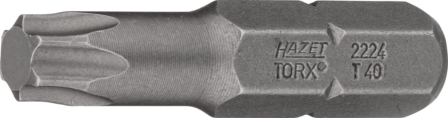 HAZET Bit 2224-T40 · Sechskant massiv 8 (5/16 Zoll) · Innen TORX® Profil · T40