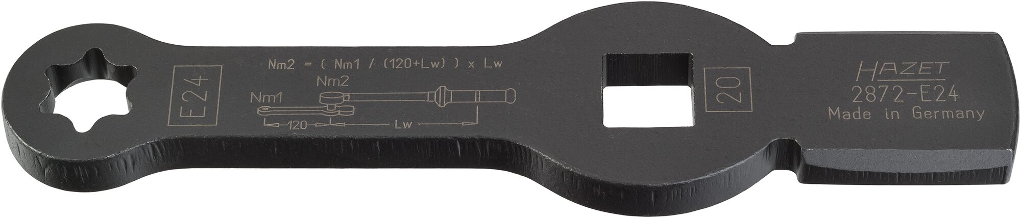 HAZET TORX® Schlag-Schlüssel · mit 2 Schlagflächen 2872-E24 · Vierkant hohl 20 mm (3/4 Zoll) · Außen TORX® Profil · E24