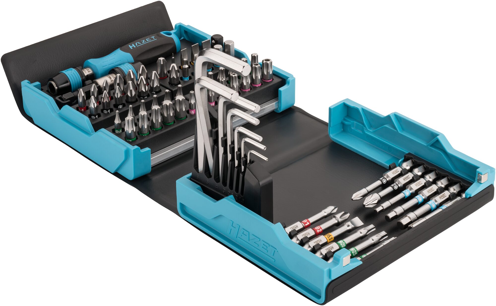 HAZET SmartCase Bit Satz 2200SC-1 · Sechskant massiv 6,3 (1/4 Zoll) · Schlitz Profil, Kreuzschlitz Profil PH, Pozidriv Profil PZ, Innen Sechskant Profil, Innen TORX® Profil, Tamper Resistant TORX® Profil · 1,5?–?6 · 0,5?x?4?–?1,2?x?6,5 · PH1?–?PH3 · PZ1?