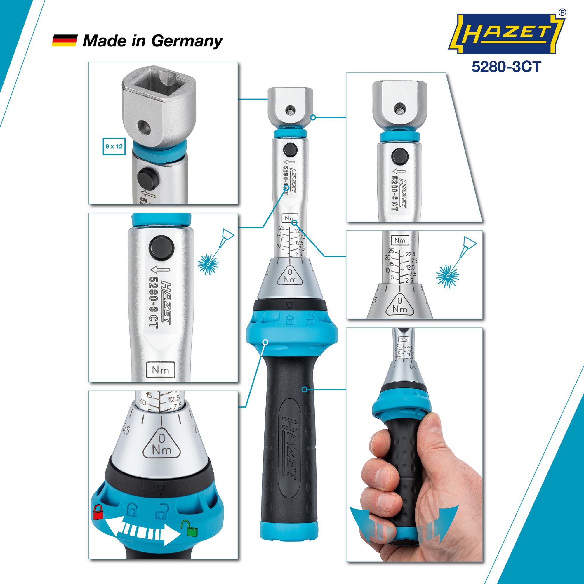 HAZET Drehmomentschlüssel 5280-3CT · 2.5–25 Nm